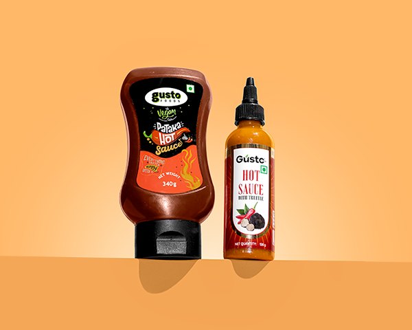 Gusto hot sauce product photography by Team TSB