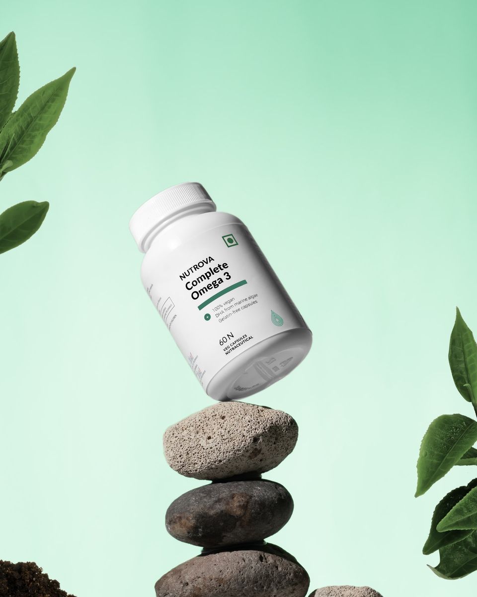 Supplement pack photography with the back label shot legible, the standard Gujarat pharma and nutraceutical brands need