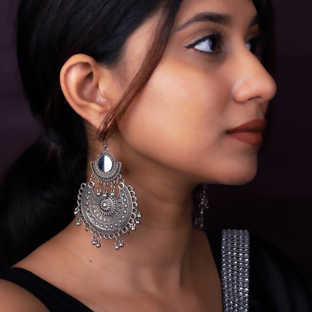 Silver Chandbali Earrings